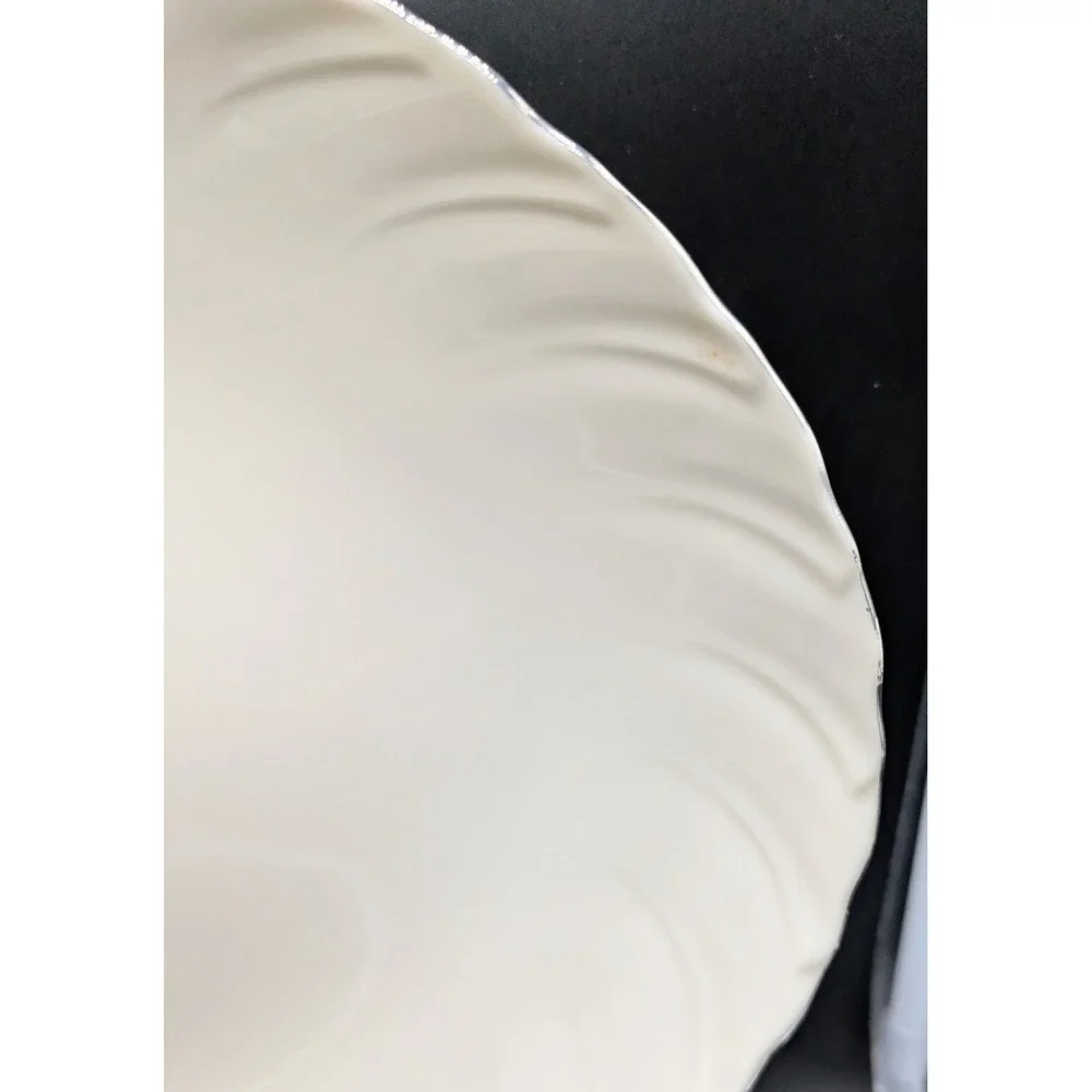 Lenox Weatherly Medium Oval Serving Platter Cream Fine China Platinum‎ Trim USA